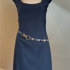 SUZI ROHER Designer Mixed Metal & Marbled Resin Statement Belt